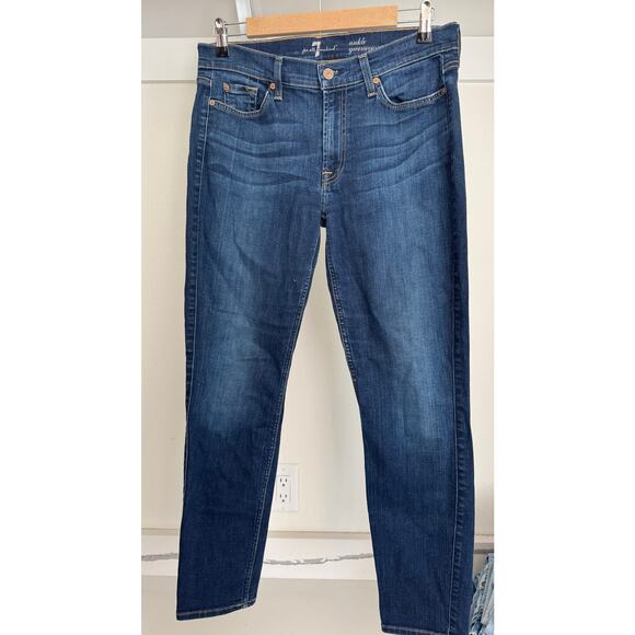 7 For All Mankind Ankle Gwenevere Dark Wash Size 32 (27.5" inseam) - Picture 1 of 9